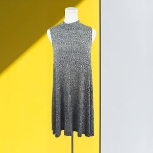 Entro Heather Gray Ribbed Knit Sleeveless Swing Dress M